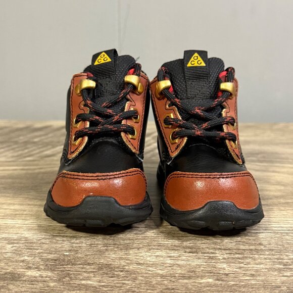 Nike ACG Toddler Boots Black & Brown Leather Lace-Up Waterproof Rubber sz 4C - Picture 2 of 8